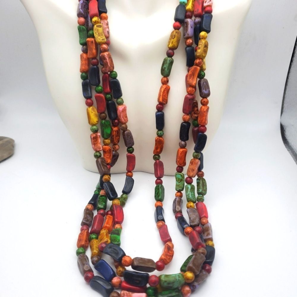 Gorgeous color melt tribal priestess necklace statement jewelry